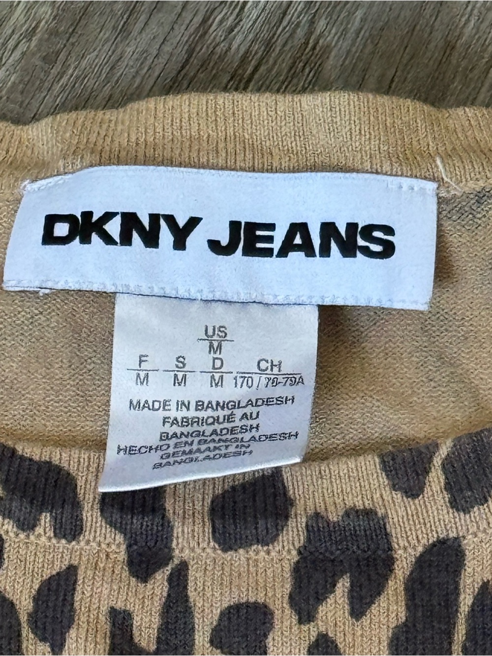 DKNY Leopard-Print Tee in Tan and Black - Picture 2 of 2